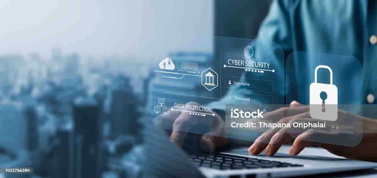 cybersecurity concept, user privacy security and encryption, secure internet access Future technology and cybernetics, screen padlock.
